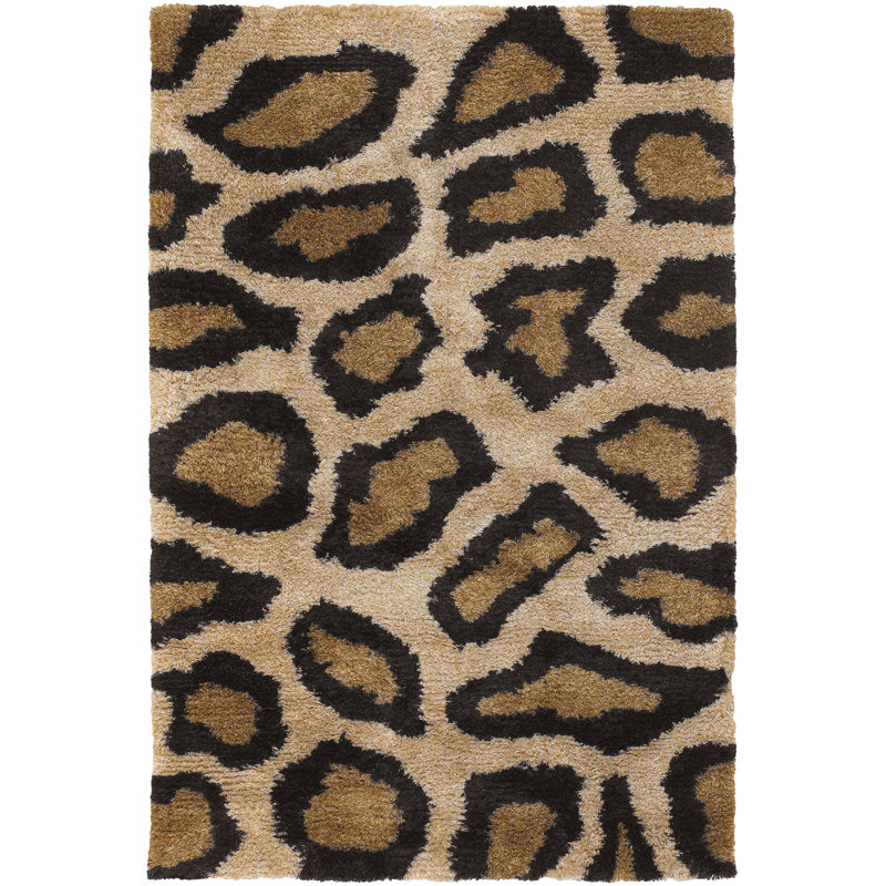 Baumgarten Authentic Hand-Woven Black & Tan Animal Print Wool Area Rug, Rectangle 5' x 7'6"