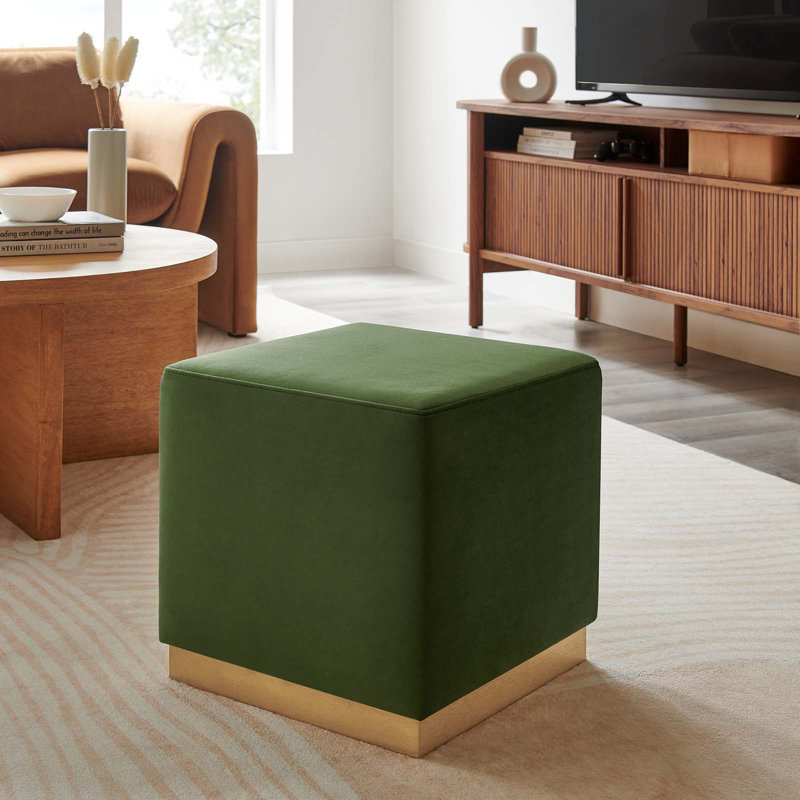 Modway Tilden Upholstered Ottoman, Moss Green Velvet