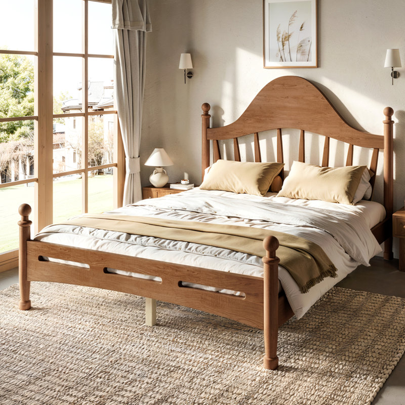 Lit plateforme pleine grandeur avec tête de lit chic, structure de lit en bois massif avec support à lattes, aucun sommier tapissier requis et conception basse à terre. Brun antique