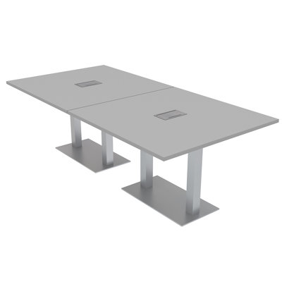 Rectangle Conference Table with Double Metal Post Base | Electrical Unit