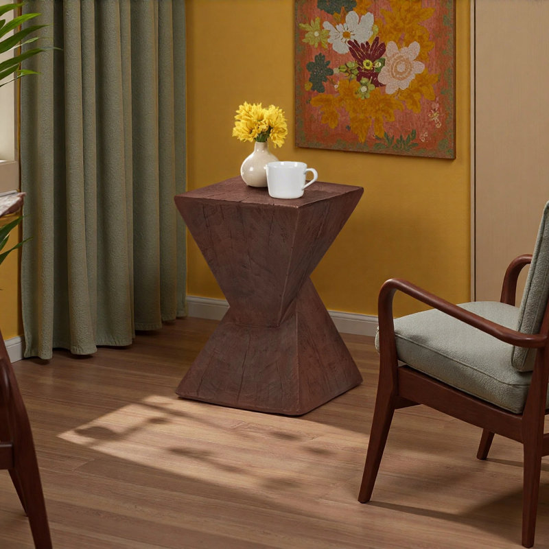 Geometric Mgo Side Table, Dark Brown