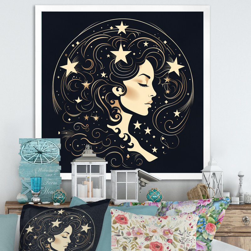 Astrologique Stargazer V, H 16 po x l 16 po x P 1 po, Cadre simple blanc