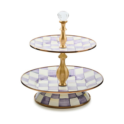 Violet Check Two Tier Sweet Stand