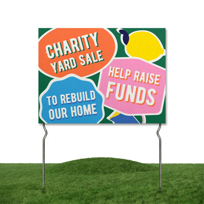 Annual Yard Sele Yard Sign by DC | 24"x18" Double Sided Yard Sele Garden Sign with 13” Metal Stakes | Outdoor Signs Waterproof for Lawn, Patio, Sidewalk & House | Set of 1 | Made in USA