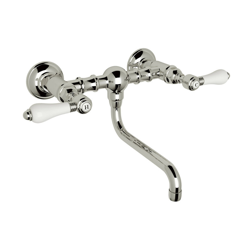 Acqui® Wall Mount Bridge Lavatory Faucet, Polished Nickel