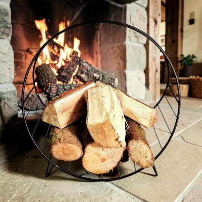Black Metal Fireside Log Holder – 47cm