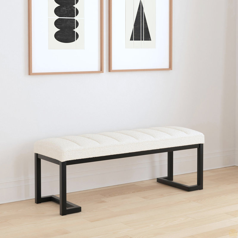 Boucle Upholstered Tufted Accent Bench
