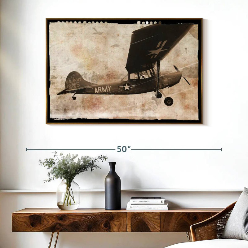 Avion de l’armée, Cadre flottant doré, 40 po x 27 po