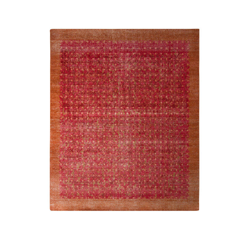 Distressed Homage Hand Knotted Wool Geometric Area Rug, Rectangle 10' x 14'