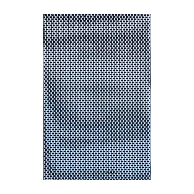Tapis d'extérieur à tissage panier 4 pi x 6 pi, noir et blanc, Rectangle 4pi x 6 pi