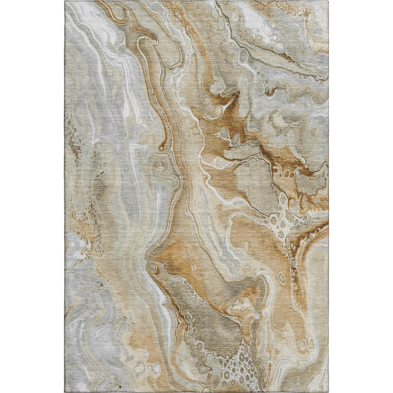 Premium Machine Washable Slesnick AMF1681 Abstract Rug, Rectangle 9' x 12'