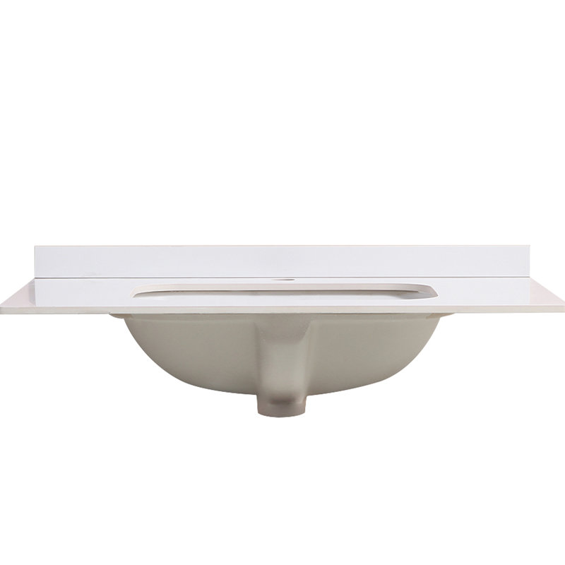 Meuble-lavabo en marbre blanc de 30 po avec lavabo en céramique. Ajoute une touche de classe à la salle de bain. Facile à nettoyer. Robinet à poignée simple. Installation rapide. P 30,09 po x l 18,48 po, H 7,29 po