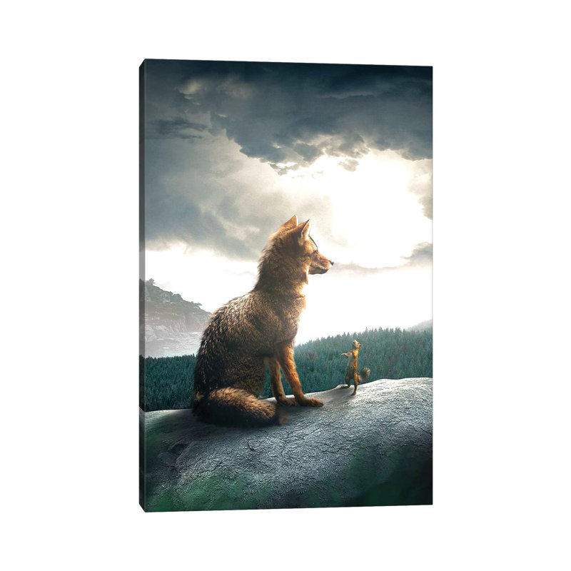 The Fox And Squirrel by Zenja Gammer - Print on Canvas, Wrapped Canvas, 66.04 cm H x 45.72 cm W x 3.175 cm D