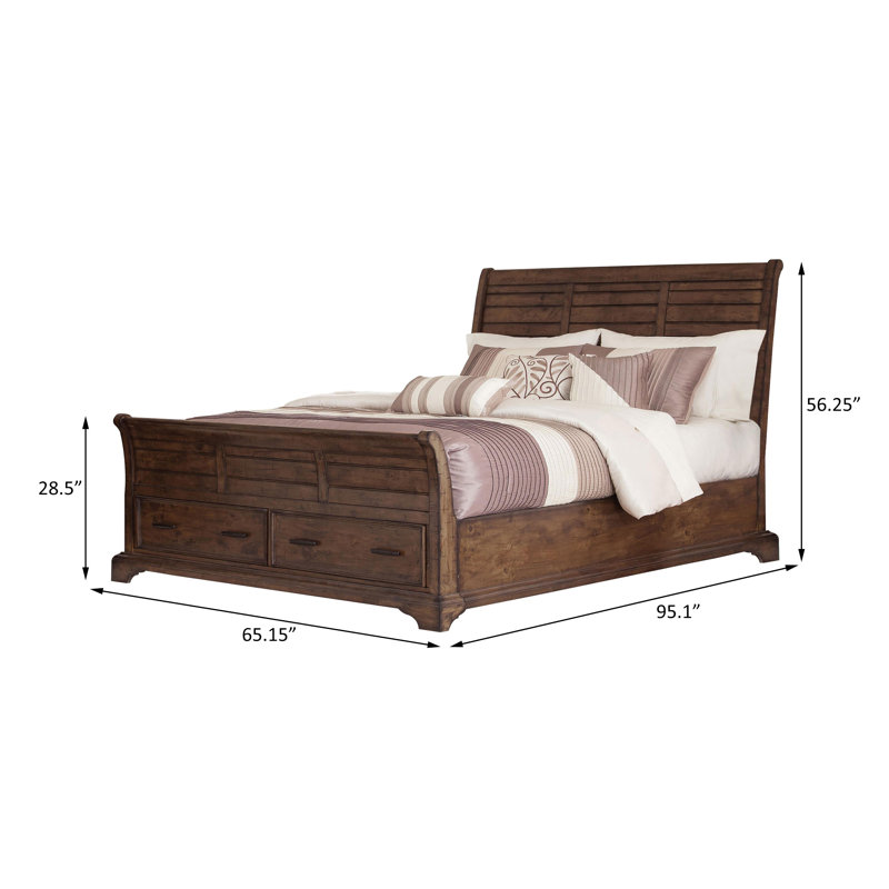 Lit-bateau grand avec rangement en bois Bourbon