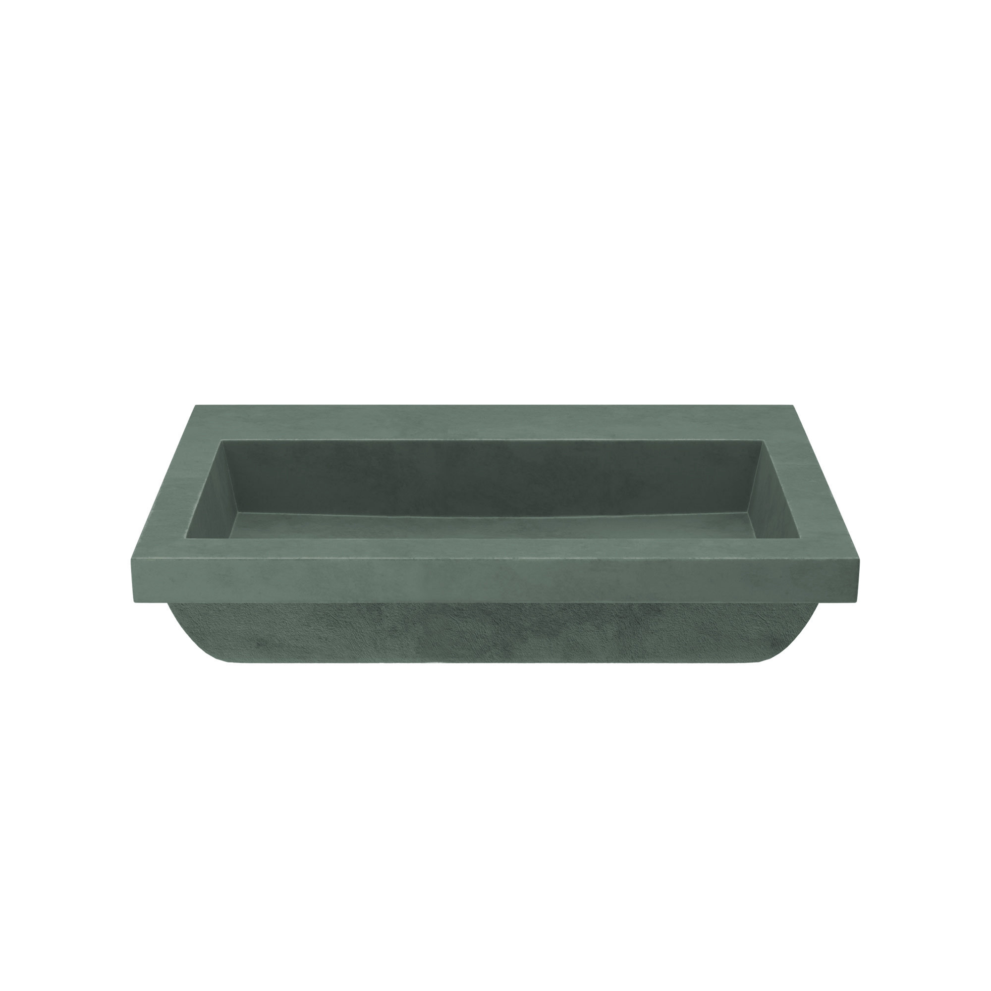 Trough Handmade Rectangular Drop-In Bathroom Sink, Forest, No Faucet Hole