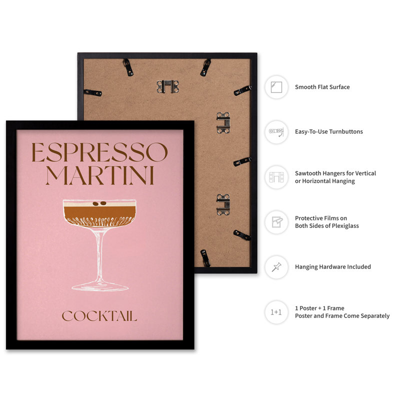 Espresso Martini No1, Cadre noir, Affiche, H 12 po x l 16 po