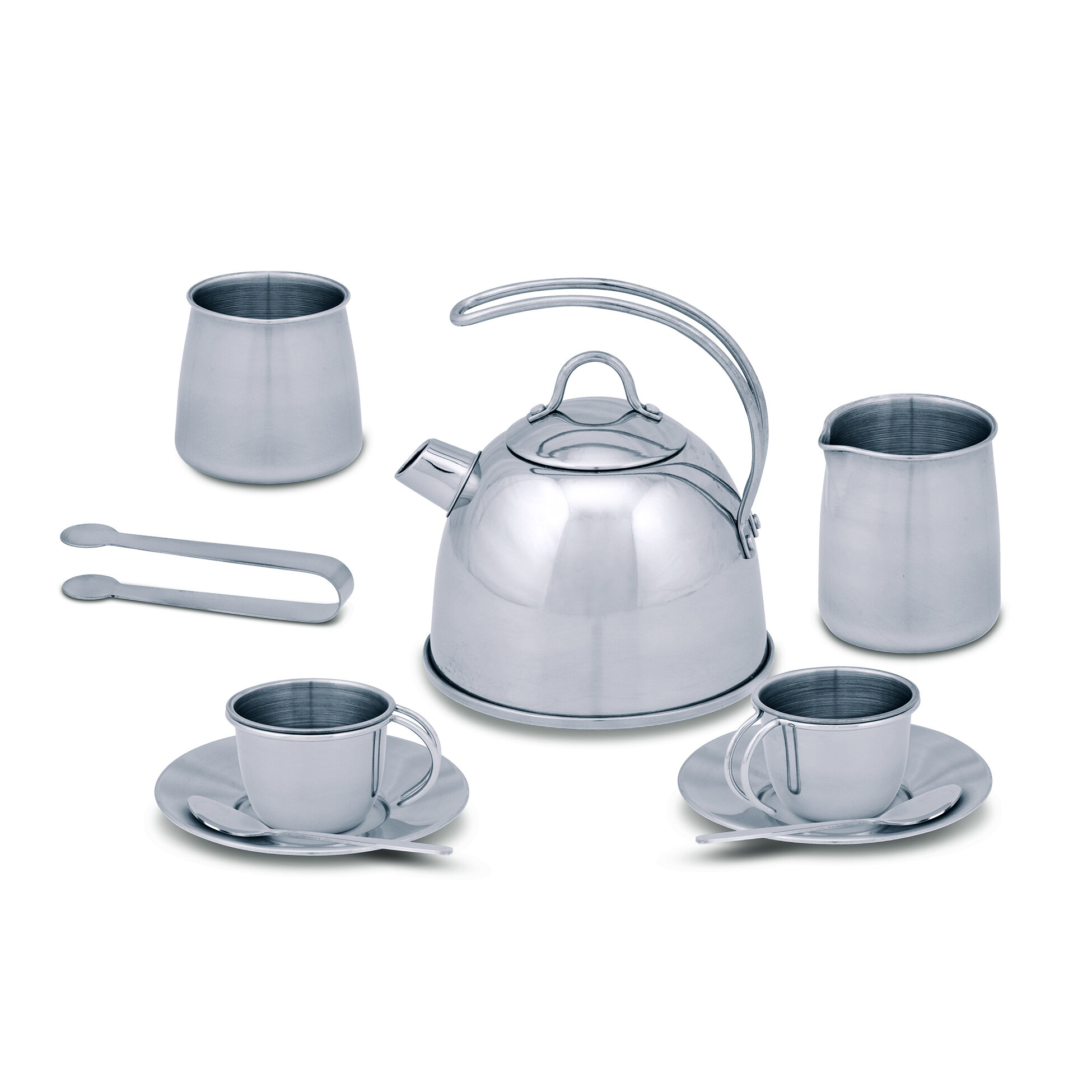 Melissa Doug Stainless Steel Tea Set And Storage Stand 11 Pieces 