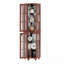 Vitrine d'angle avec 4 tablettes réglables en verre trempé et système d'éclairage, pieds en bois massif, panneau arrière en miroir en acrylique-289257705