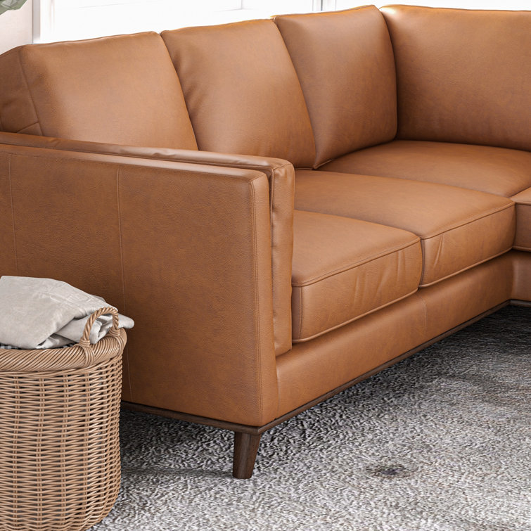 West Park Top Grain Leather Modern 3-piece Living Room Set