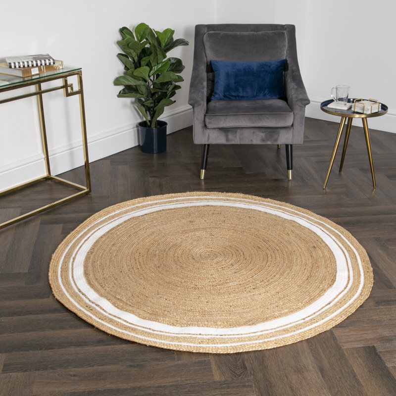 Round Lachine Striped Hand Woven Area Rug, Round 200cm