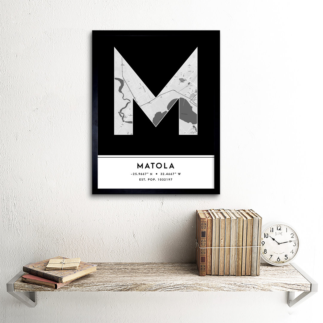 Matola Mozambique City Map by Wee Blue Coo - Single Picture Frame Typography