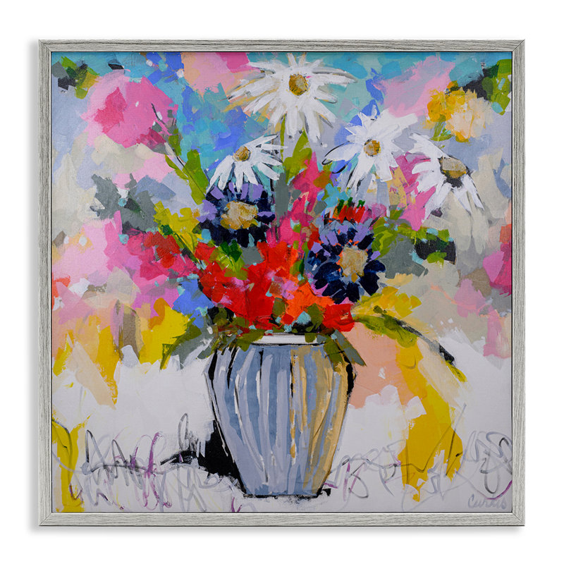 Giclée encadrée de fleurs lumineuses, design par Joan Curtis, Estampe numérique Farmhouse, H 12 po x l 12 po