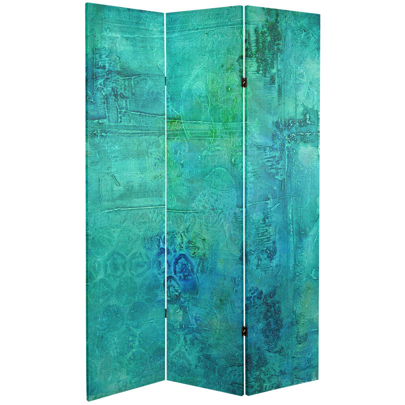 Abstract Expressionist Folding Art Screen, Blue