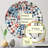 Blue Metropolis Matrix Pattern - Concentric Circles Decorative Mirror-101223982