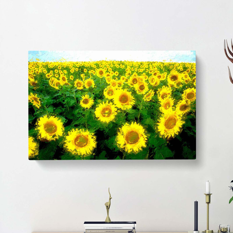 Yellow Sunflower Meadow - Wrapped Canvas, 35cm H x 50cm W x 3cm D