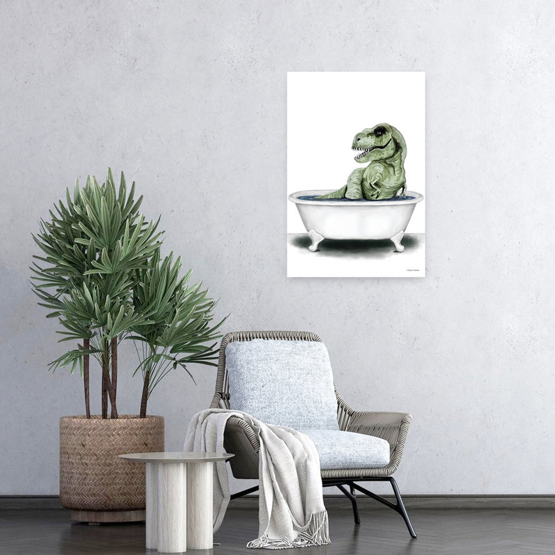 Dino Bath III, art contemporain fantaisiste, H 24 po x l 16 po