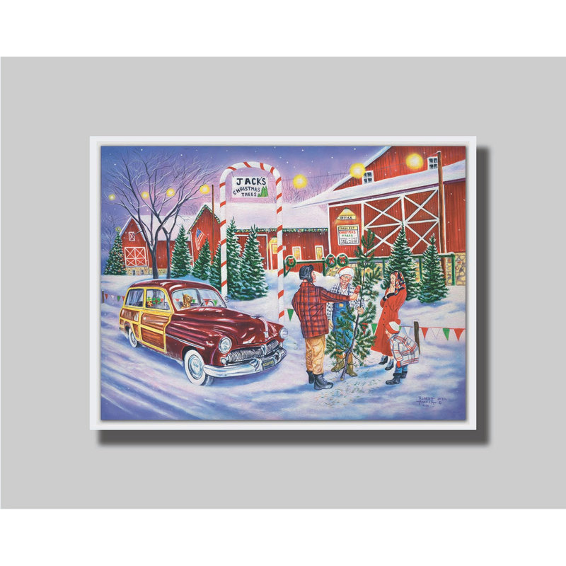 «Oh Christmas Tree» par Robert Andrea, H 9,5 po x l 12,5 po x P 1,5 po, Pas de tapis, Cadre flottant blanc