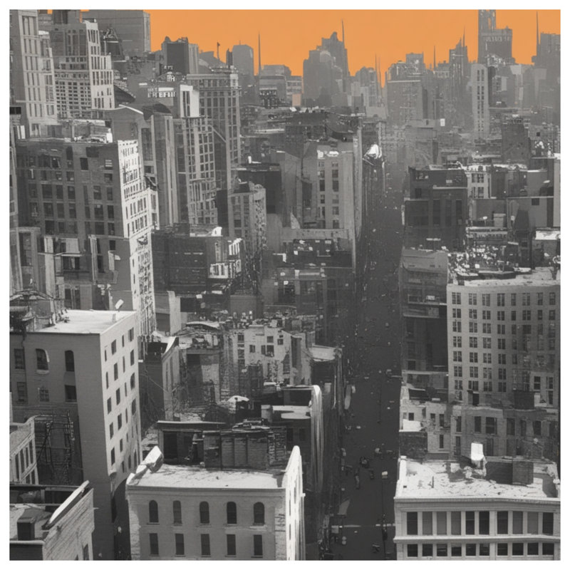 Couvertures orange City Skyline, 50 po L x 60 po H
