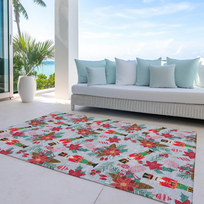 Tapis argenté de Noël casse-noisette intérieur / extérieur lavable à la machine