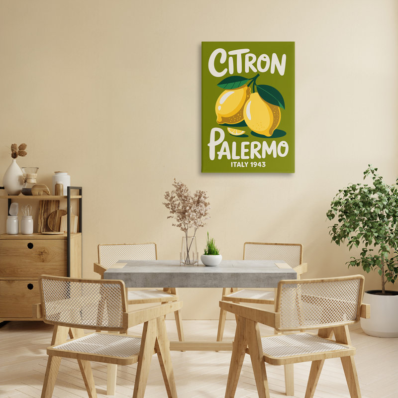 Toile Citron Palermo Lemons, conception par Andreas Magnusson, H 24 po x l 16 po