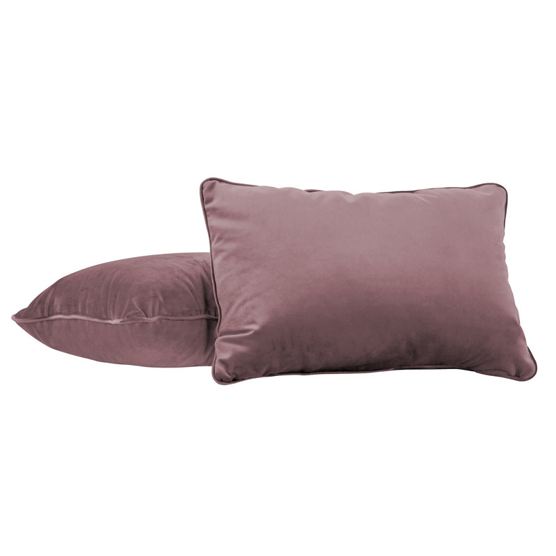 Rectangle Lumbar Microfiber Pillow with Piping, 2-pack, Mauve, Rectangular 16"H x 24"W