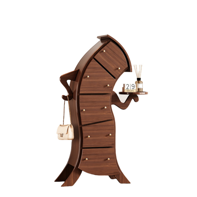 Armoire de rangement multi-tiroirs en bois massif en noyer