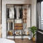 Bartinus Industrial Rustic Open Wardrobe Garment Rail With Storage Shelves And Drawers