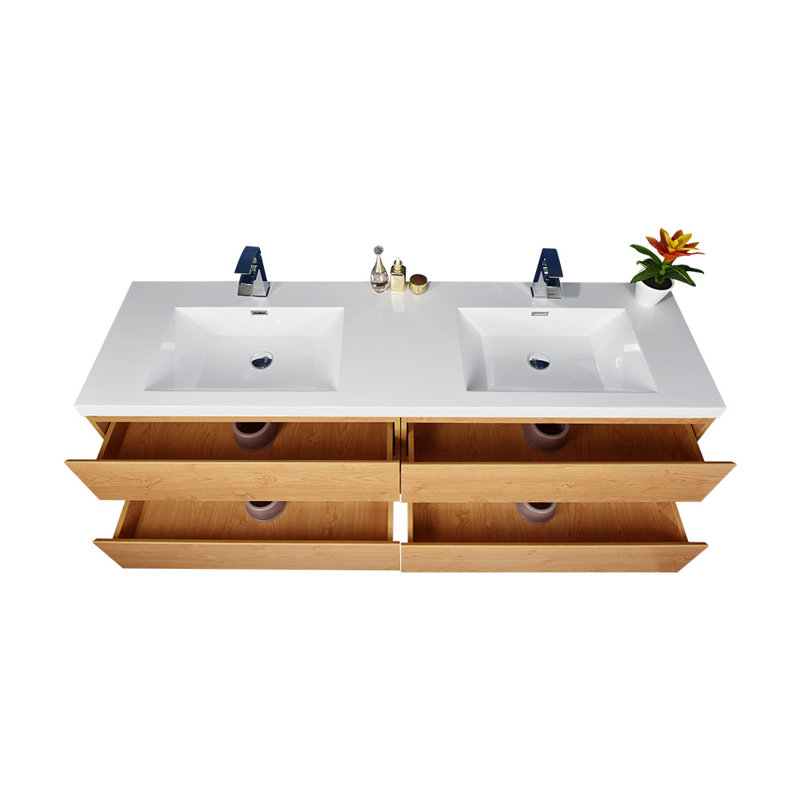 Drason Double Bathroom Vanity with Acrylic Top, English Oak