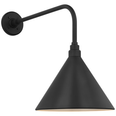 Thomas O'Brien, "Academy 20" Rex Barn Light in Matte Black with 12.5" Soft Copper Conical Savannah Shade