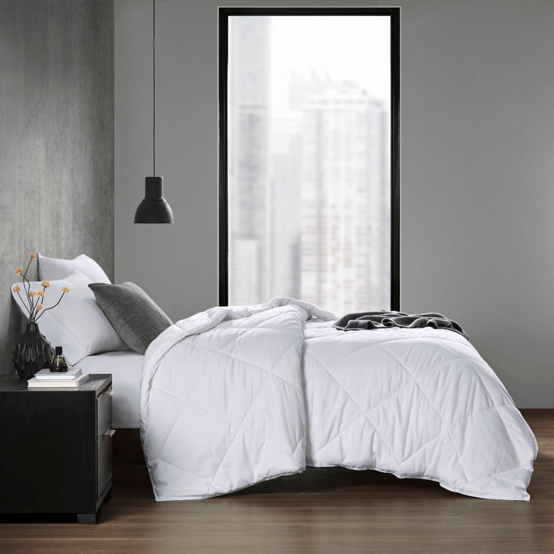 Édredon en duvet synthétique surdimensionné blanc, Édredon simple
