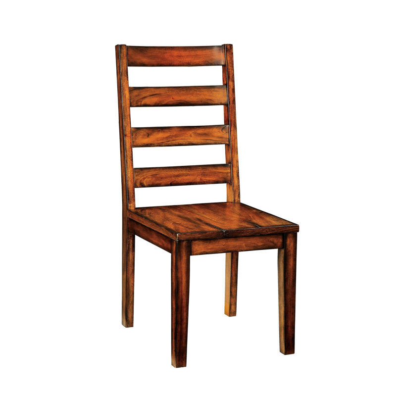 Chaises industrielles en bois massif (de 2) - Finition chêne tabac, siège de salle à manger rustique avec dossier 2