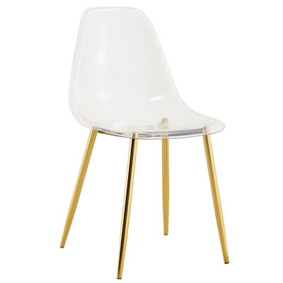 Chaise de salle à manger transparente, tabouret sans accoudoirs en plastique, siège de maquillage nordique, Négociation 6 avec pieds en métal argenté, design innovant et moderne en cristal minimaliste