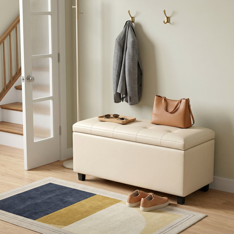 Banc repose-pieds avec rangement caché Cosmopolitan, Satin crème