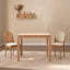 Ensemble de 2 chaises d'appoint avec dossier en rotin, siège en peluche rembourré, pieds en bois massif, beige chaud