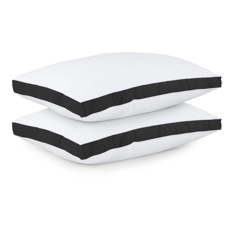 Ensemble de 2 coussins de grand lit pour dormir - ensemble de 2 coussins noirs, moelleux et moelleux