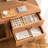 4-Set Bamboo Stackable Jewellery Organizer Tray, Jewellery Drawer Inserts Container Display Case Storage With Removable Dividers -Warmwhite