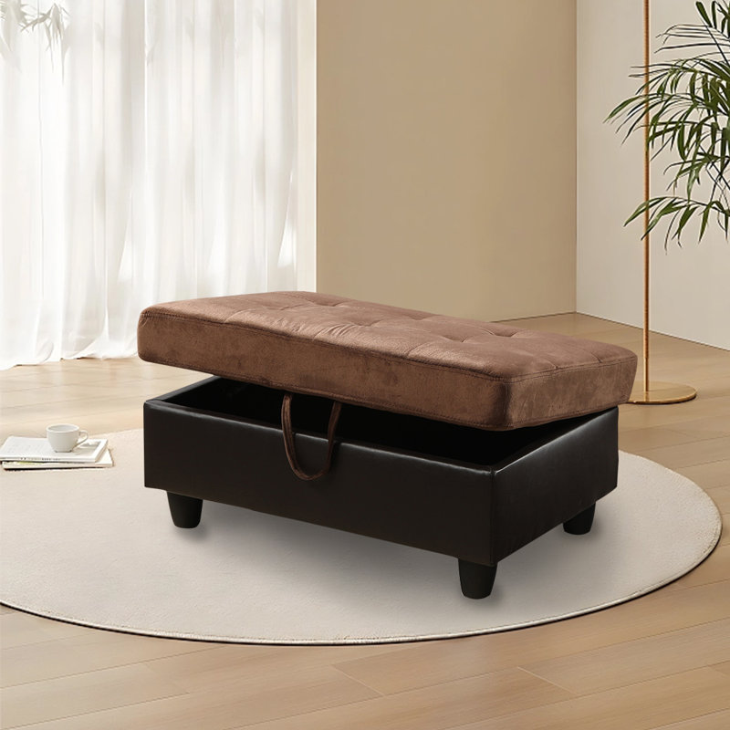 Microfiber Upholstered Storage Bench, Chocolate
