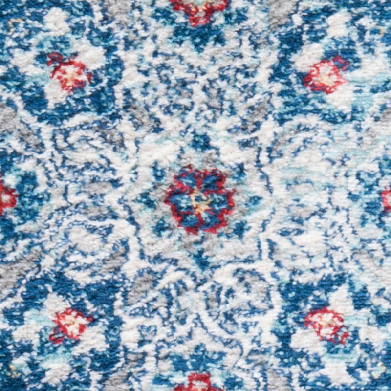 Tapis oriental rouge / ivoire Barcus, Rond 5 pi