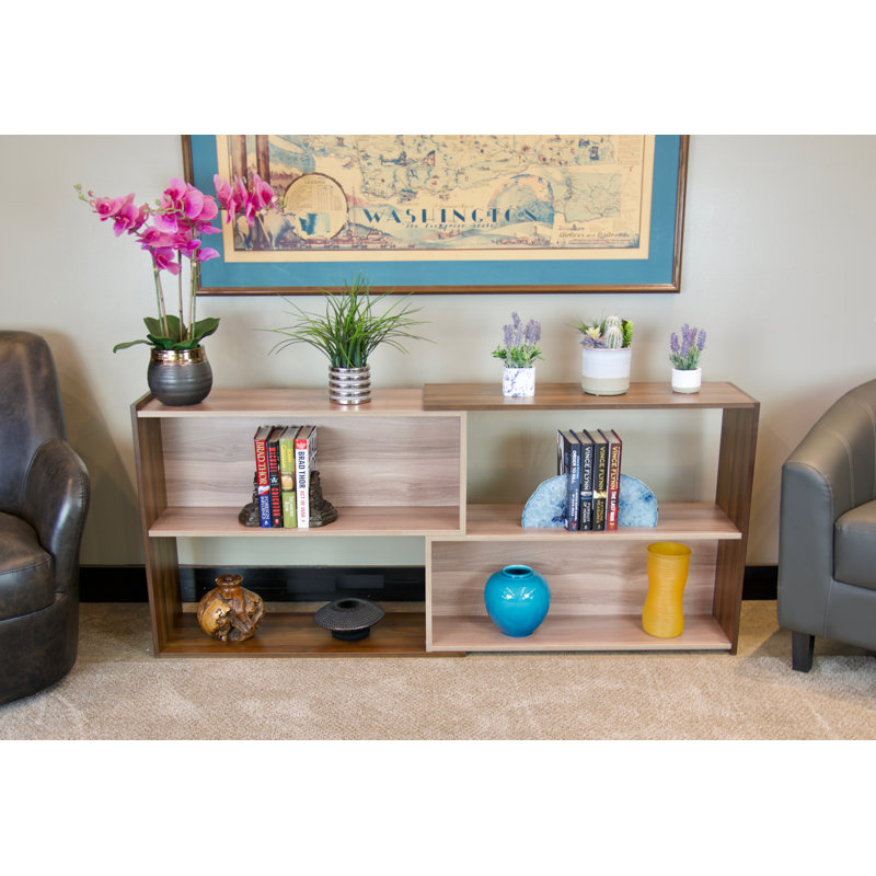 Ava Geometric Bookcase, Cocoa Walnut/Albany