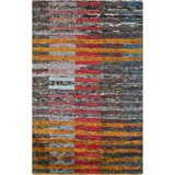 Tapis en soie rouge / orange noué à la main Chandler